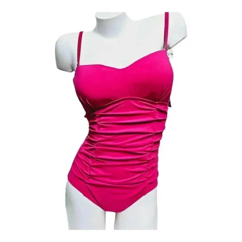 Profile by Gottex NWT 10 hot pink rouched swimsuit